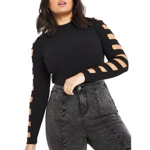 Simply be womens plus size cut and sew ladder sleeve pullover sweater size 28